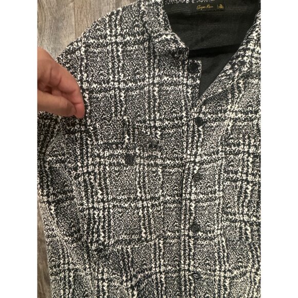 Sugar Rain Black & White Plaid Long-Sleeve Button-Down Jacket With Chest & Side - Picture 4 of 11